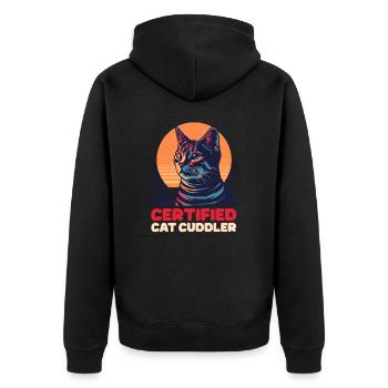 Cat Sitter Certified Cat Cuddler - Unisex Premium Organic Zip Hoodie - black - Back - Nico (187cm)