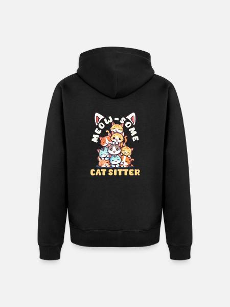 Cat Sitter Meow-Some Cat Sitter - Unisex Premium Organic Zip Hoodie - black