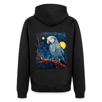 Africain Africain Perroquet Gris Oiseau Nuit Étoilée Peinture - Veste à capuche bio Premium Unisexe - noir - Dos - Nico (187cm)