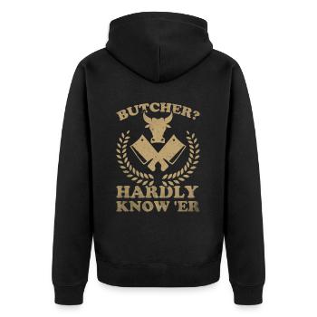 Boucherie, boucherie, boucherie, boucherie - Veste à capuche bio Premium Unisexe - noir - Dos - Nico (187cm)