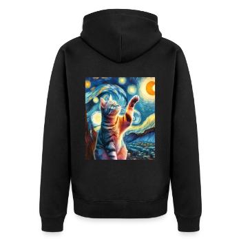 Chat américain à poil court Peinture de nuit étoilée - Veste à capuche bio Premium Unisexe - noir - Dos - Nico (187cm)