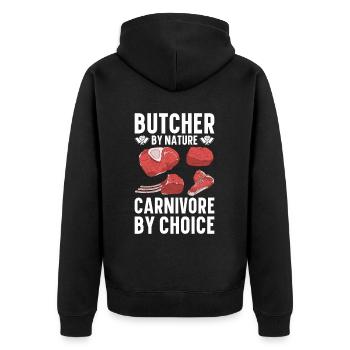 Boucherie, boucherie, boucherie, boucherie - Veste à capuche bio Premium Unisexe - noir - Dos - Nico (187cm)