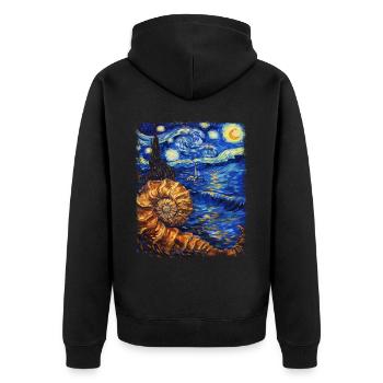 Ammonit Fossil Paläontologe Sternennacht Malerei - Unisex Premium Bio Zip Hoodie - Schwarz - Hinten - Nico (187cm)