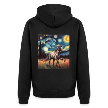 Appaloosa Cheval Nuit étoilée Peinture - Veste à capuche bio Premium Unisexe - noir - Dos - Nico (187cm)