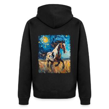 Appaloosa Cheval Nuit étoilée Peinture - Veste à capuche bio Premium Unisexe - noir - Dos - Nico (187cm)
