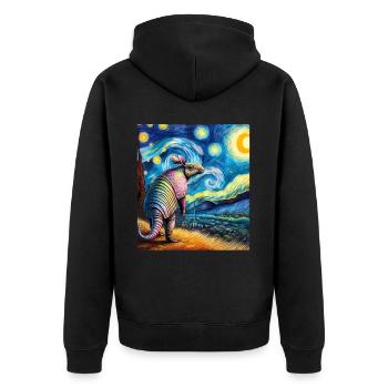 Armadillo Starry Night Painting - Unisex Premium Organic Zip Hoodie - black - Back - Nico (187cm)