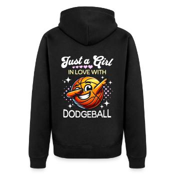 Dodgeball Girls - Unisex Premium Organic Zip Hoodie - black - Back - Nico (187cm)