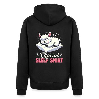 Official Sleeping House Lama PJ Sleeping Nickering - Unisex Premium Organic Zip Hoodie - black - Back - Nico (187cm)