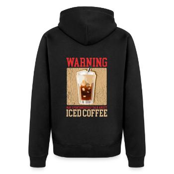 Eiskaffee Iced Coffee Kaffeeliebhaber Geschenk - Unisex Premium Bio Zip Hoodie - Schwarz - Hinten - Nico (187cm)