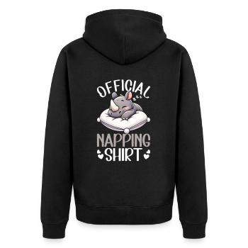 Official Sleeping House Rhino PJ Sleeping Nickering - Unisex Premium Organic Zip Hoodie - black - Back - Nico (187cm)