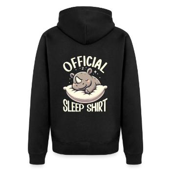 Official Sleeping House Rhino PJ Sleeping Nickering - Unisex Premium Organic Zip Hoodie - black - Back - Nico (187cm)