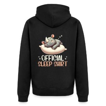 Official Sleeping House Rhino PJ Sleeping Nickering - Unisex Premium Organic Zip Hoodie - black - Back - Nico (187cm)