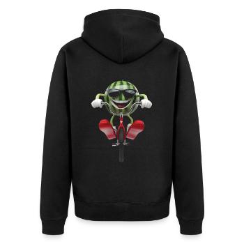Wassermelone Radfahren auf dem Fahrrad Geschenk - Unisex Premium Bio Zip Hoodie - Schwarz - Hinten - Nico (187cm)