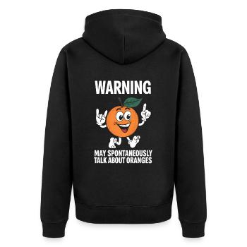Lustiges Orangenfrucht Geschenk - Unisex Premium Bio Zip Hoodie - Schwarz - Hinten - Nico (187cm)