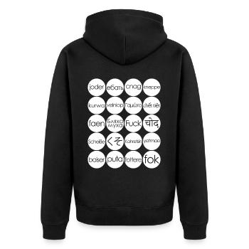 Misanthropist Curse Words Misanthrope - Unisex Premium Bio Zip Hoodie - Schwarz - Hinten - Nico (187cm)