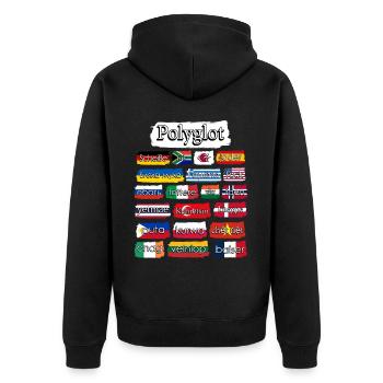 International Curse Words Grumpy - Unisex Premium Bio Zip Hoodie - Schwarz - Hinten - Nico (187cm)