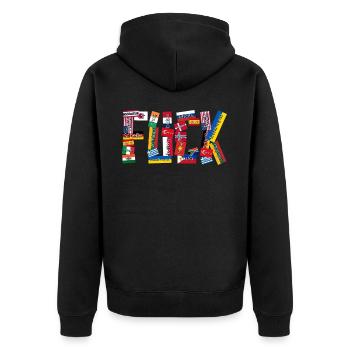 Grumpy International Curse Words - Unisex Premium Bio Zip Hoodie - Schwarz - Hinten - Nico (187cm)