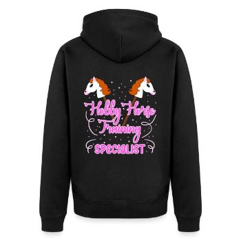 Hobby Horse Riding Hobbyhorse - Unisex Premium Organic Zip Hoodie - black - Back - Nico (187cm)