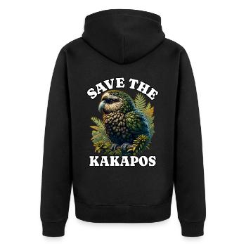 Save Night Parrot - Unisex Premium Organic Zip Hoodie - black - Back - Nico (187cm)