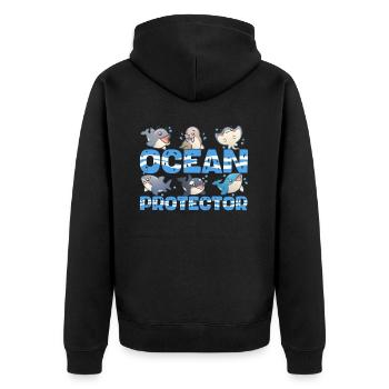 Environmental Protection, Nature Conservation, Ocean Protector, Planet - Unisex Premium Organic Zip Hoodie - black - Back - Nico (187cm)