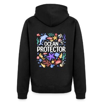Environmental Protection, Nature Conservation, Ocean Protector, Planet - Unisex Premium Organic Zip Hoodie - black - Back - Nico (187cm)