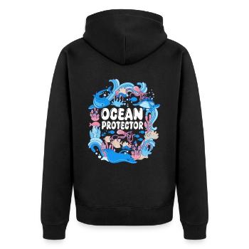 Protection de l’environnement, Conservation de la nature, Protecteur des océans, Planète - Veste à capuche bio Premium Unisexe - noir - Dos - Nico (187cm)