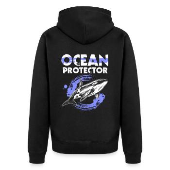 Environmental Protection, Nature Conservation, Ocean Protector, Planet - Unisex Premium Organic Zip Hoodie - black - Back - Nico (187cm)