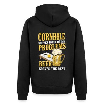 Joueur de sac de haricots de l’équipe Cornhole - Veste à capuche bio Premium Unisexe - noir - Dos - Nico (187cm)