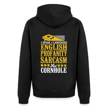 Joueur de sac de haricots de l’équipe Cornhole - Veste à capuche bio Premium Unisexe - noir - Dos - Nico (187cm)