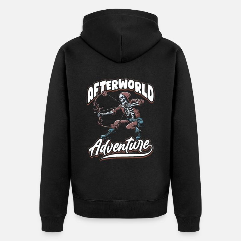 Bogenjagd Bogenjäger Skelett - Unisex Premium Bio Zip Hoodie - Schwarz