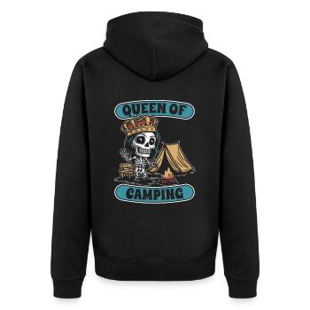 Tent Camping Camping Skeleton Queen Of Camping - Unisex Premium Organic Zip Hoodie - black - Back - Nico (187cm)
