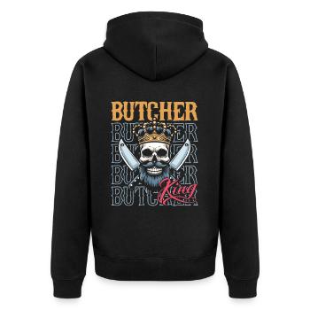 Boucher, boucher, boucher, crâne - Veste à capuche bio Premium Unisexe - noir - Dos - Nico (187cm)