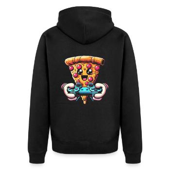 Gamer Gaming Pizza Gaming Controller - Unisex Premium Bio Zip Hoodie - Schwarz - Hinten - Nico (187cm)