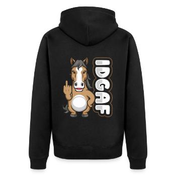Horse Equestrian Idgaf - Unisex Premium Organic Zip Hoodie - black - Back - Nico (187cm)