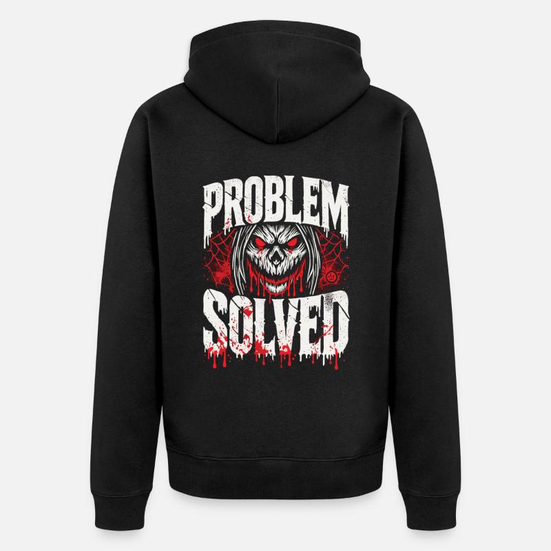 Bloody Solution - Problem Solved - Unisex Premium Organic Zip Hoodie - black