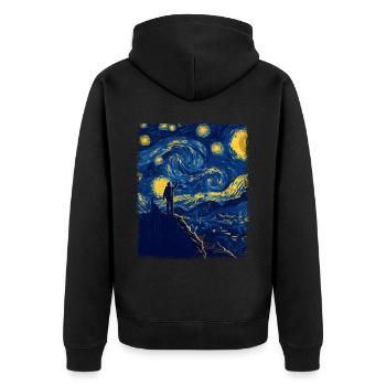 Backpacker Backpacking Camping Hiking Sternennach - Unisex Premium Organic Zip Hoodie - black - Back - Nico (187cm)