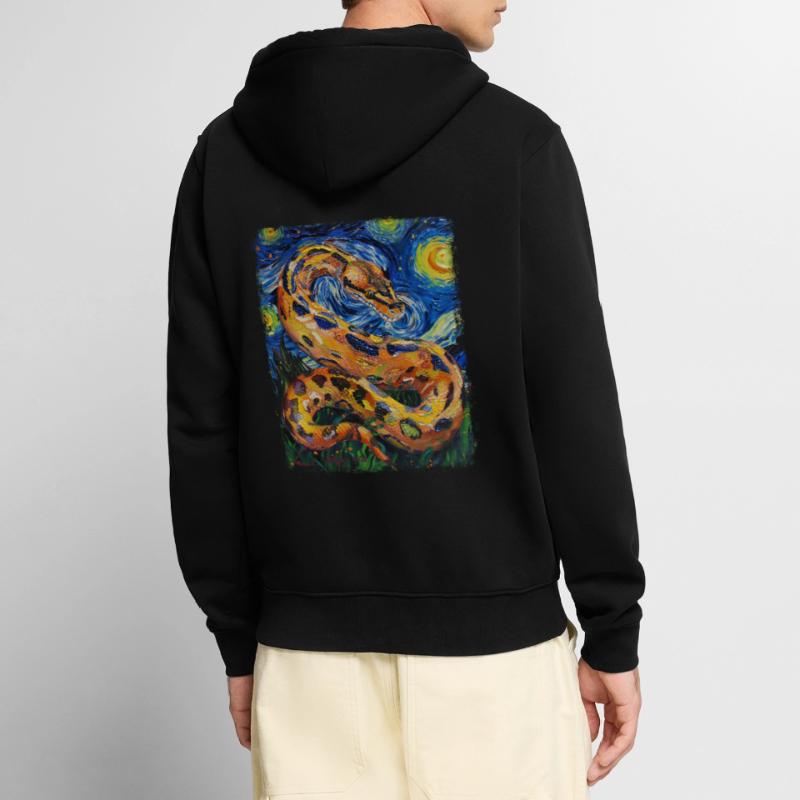 Kugelpython Schlange Sternennacht Gemälde Unisex Premium Bio Zip Hoodie
