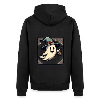Funny Witch Ghost Witches Broom Halloween Party - Unisex Premium Organic Zip Hoodie - black - Back - Nico (187cm)