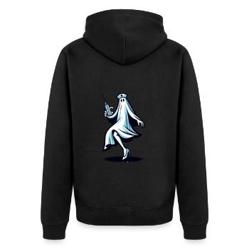 Infirmière drôle Chasse aux fantômes effrayante - Veste à capuche bio Premium Unisexe - noir - Dos - Nico (187cm)