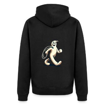 Funny Vintage Ghost Retro Art Style - Unisex Premium Organic Zip Hoodie - black - Back - Nico (187cm)