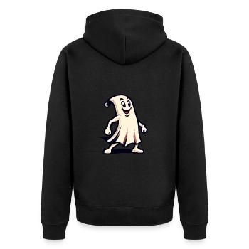Lustiger Vintage Geist Retro Art Style - Unisex Premium Bio Zip Hoodie - Schwarz - Hinten - Nico (187cm)