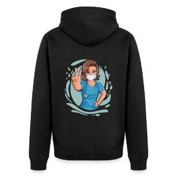 Lustige Krankenschwester mit Humor - Unisex Premium Bio Zip Hoodie - Schwarz - Hinten - Nico (187cm)