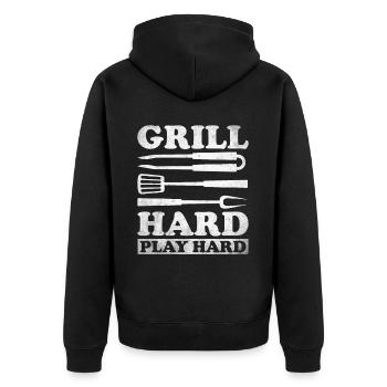 Grillades Barbecue Grillades de fête Barbecue professionnel - Veste à capuche bio Premium Unisexe - noir - Dos - Nico (187cm)