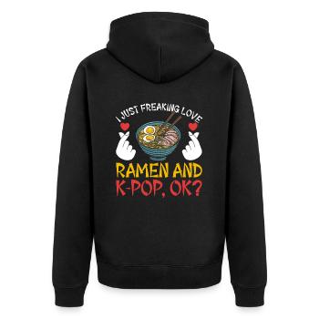 Ramen- Und K-Pop-Waren Kawaii Finger Herz - Unisex Premium Bio Zip Hoodie - Schwarz - Hinten - Nico (187cm)