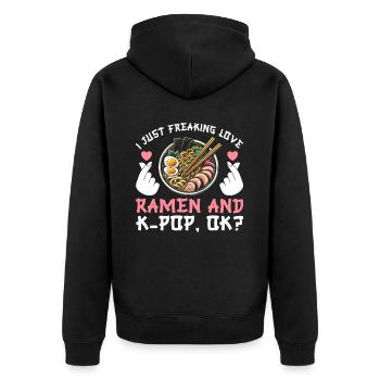 Ramen- Und K-Pop-Waren Kawaii Finger Herz - Unisex Premium Bio Zip Hoodie - Schwarz - Hinten - Nico (187cm)