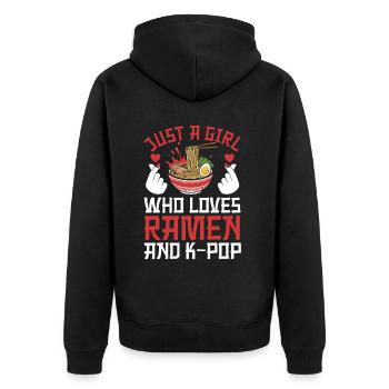 Ramen- Und K-Pop-Waren Kawaii Finger Herz - Unisex Premium Bio Zip Hoodie - Schwarz - Hinten - Nico (187cm)