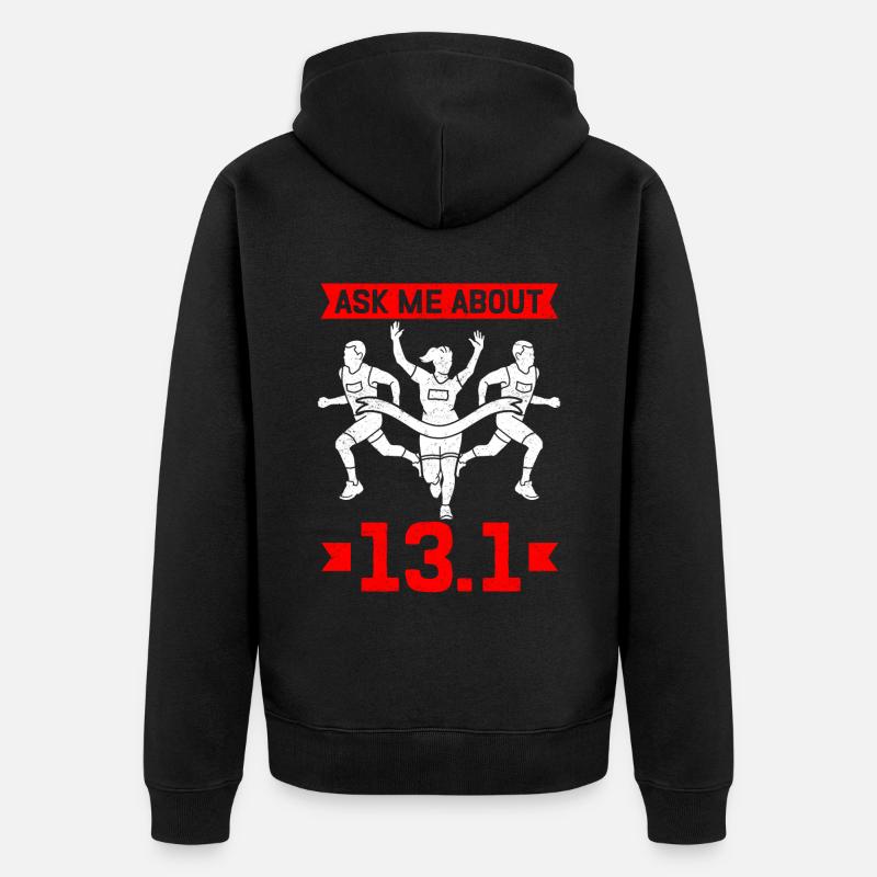 Halb-Marathon Halbmarathon Geschenk - Unisex Premium Bio Zip Hoodie - Schwarz