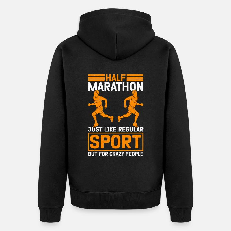 Halbmarathon Läufer Halb-Marathon Geschenk - Unisex Premium Bio Zip Hoodie - Schwarz