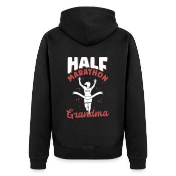 Half Marathon Grandma Half Marathon Gift - Unisex Premium Organic Zip Hoodie - black - Back - Nico (187cm)