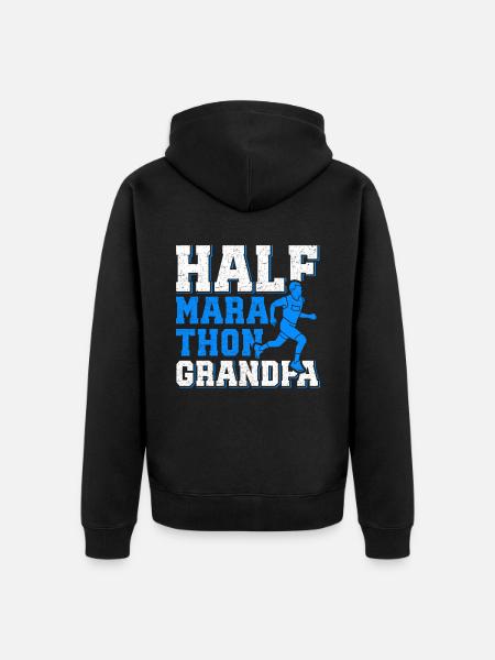 Halbmarathon Opa Halb-Marathon Geschenk - Unisex Premium Bio Zip Hoodie - Schwarz